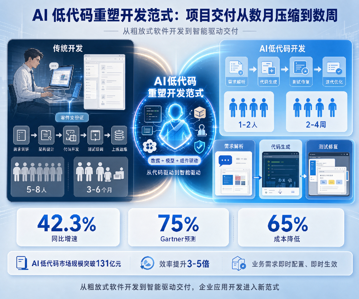 AI 低代码重塑开发范式：项目交付从数月压缩到数周